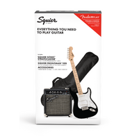 FENDER SQUIER SONIC STRATOCASTER ELECTRIC GUITAR AND AMP  PACKAGE - BLACK