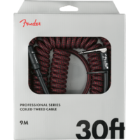 FENDER PROFESSIONAL SERIES COIL GUITAR CABLE INSTRUMENT LEAD 9M (30FT) RED TWEED