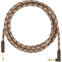 FENDER WOODSTOCK FESTIVAL GUITAR CABLE 3M (10FT) ANGLED INSTRUMENT LEAD PURE HEMP BROWN STRIPE