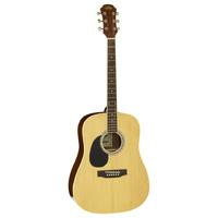 Aria AW-15 Left Handed Dreadnought Acoustic Guitar in Natural