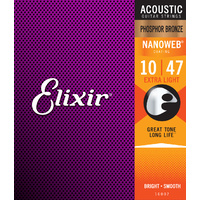 ELIXIR NANOWEB PHOSPHOR BRONZE EXTRA LIGHT 10 - 47