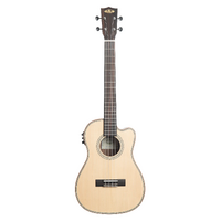 KALA Solid Spruce Top Striped Ebony Baritone Ukulele