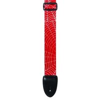2" Poly Leather Ends Red Web Guitar Strap