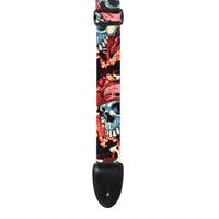 2" Poly Leather Ends Pirate Skull Guitar Strap
