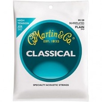 Martin M120 Silverplated Classical Acoustic Guitar Strings High Tension Plain End