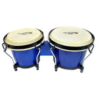 Percussion Plus 6 & 6-3/4" Wooden Bongos in Gloss Blue Lacquer Finish