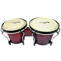 Percussion Plus 6 & 6-3/4" Wooden Bongos in Gloss Red